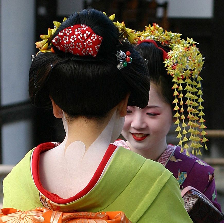 Japan geisha neck kimono
